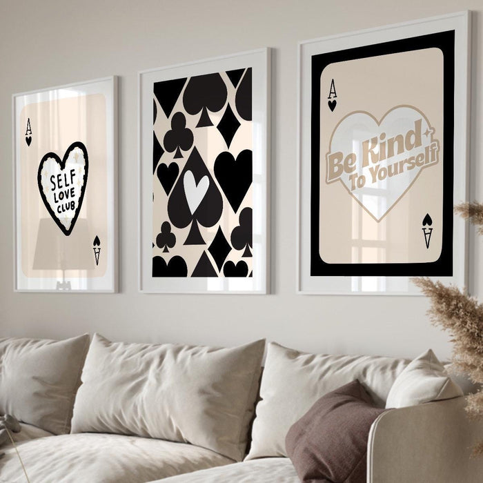 Trendy retro wall art set of 9, retro trendy aesthetic print, black and beige poster, lucky you poster, trendy wall art, funny art, digital,