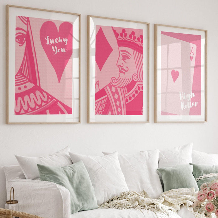 Trendy retro wall art set of 5,retro trendy aesthetic print,lucky you poster,pink print,trendy wall art,funny art, minimalist, digital art