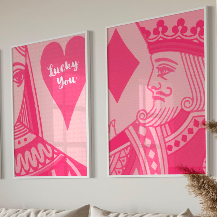 Trendy retro wall art set of 5,retro trendy aesthetic print,lucky you poster,pink print,trendy wall art,funny art, minimalist, digital art