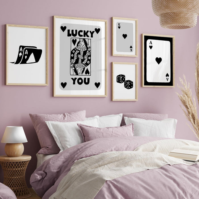 Trendy retro wall art set of 7 retro trendy aesthetic print lucky you poster black and white print trendy wall art funny art digital art