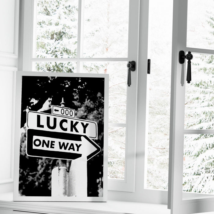 Trendy retro wall art set of 2, retro trendy aesthetic print, lucky you poster,black and white wall art,funny art, minimalist, printable art