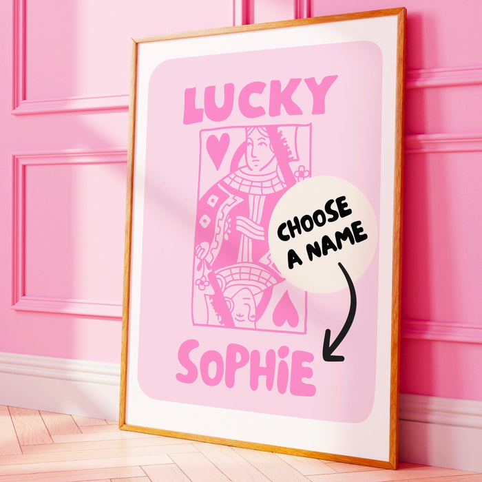 Trendy retro wall art set of 2, personalized, lucky you custom poster aesthetic print dorm decor ace hearts gift for friend digital download