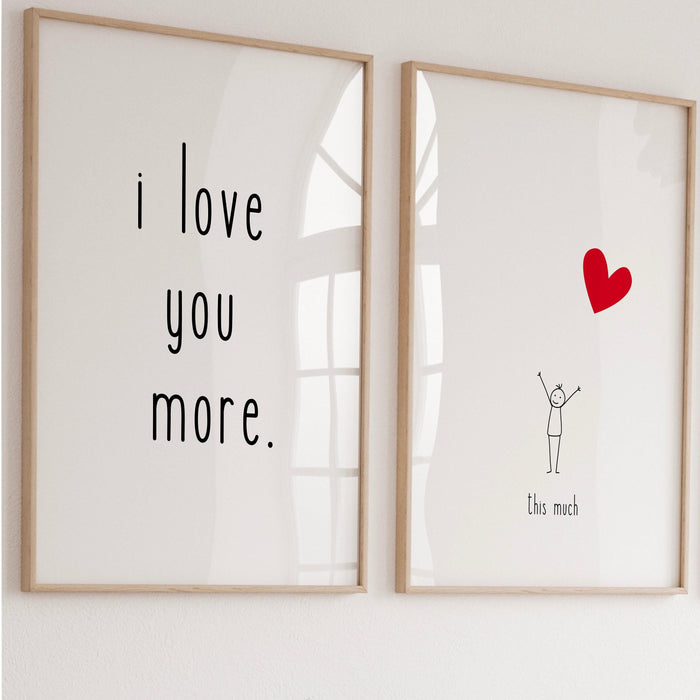Trendy retro wall art set of 2, black and white minimalist print aesthetic print,i love you poster, cute quirky digital art