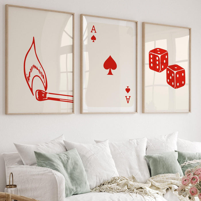 Trendy retro wall art set of 12,retro trendy aesthetic print,lucky you poster,red print,trendy wall art,funny art, minimalist, digital art