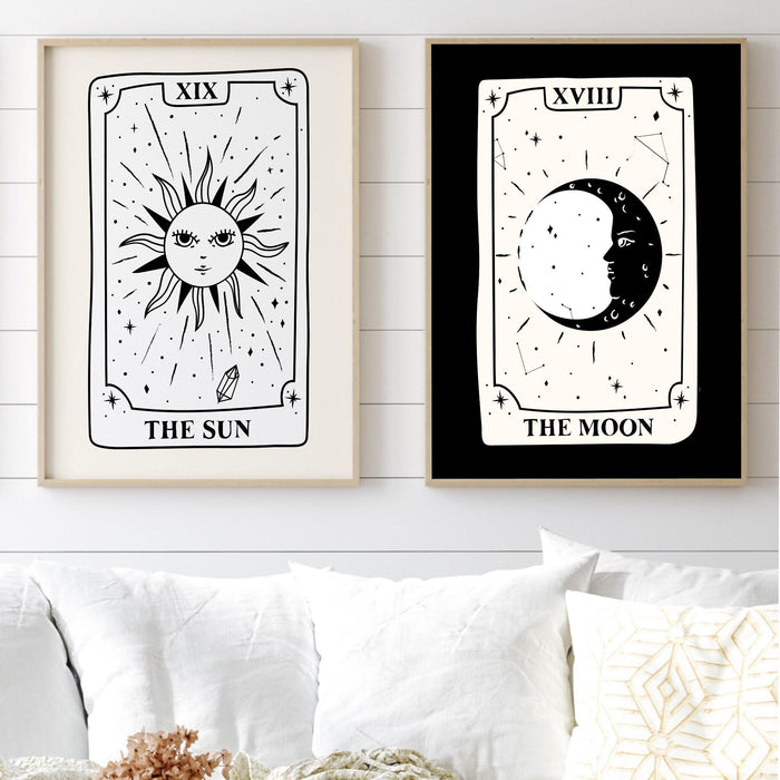 Trendy retro wall art set of 18, retro trendy aesthetic print, celestial tarot,black and beige poster,trendy wall art,funny art, digital art