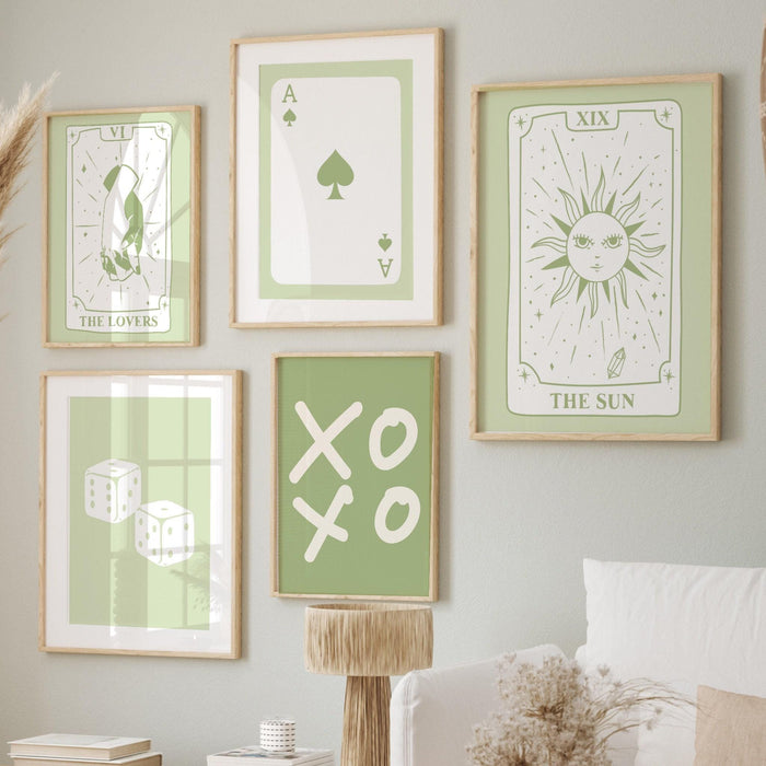 Trendy retro wall art set of 11 retro trendy aesthetic print lucky you poster sage green print trendy wall art funny minimalist digital art