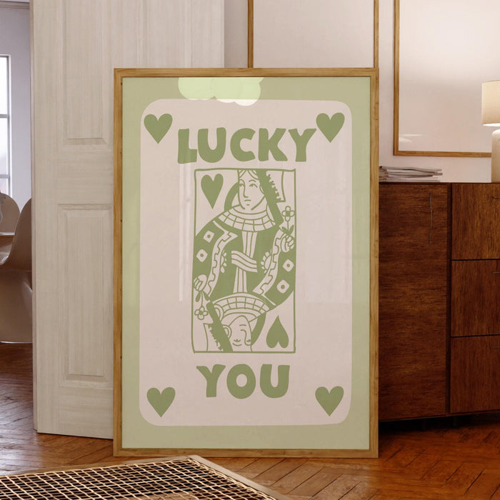 Trendy retro wall art set of 11 retro trendy aesthetic print lucky you poster sage green print trendy wall art funny minimalist digital art