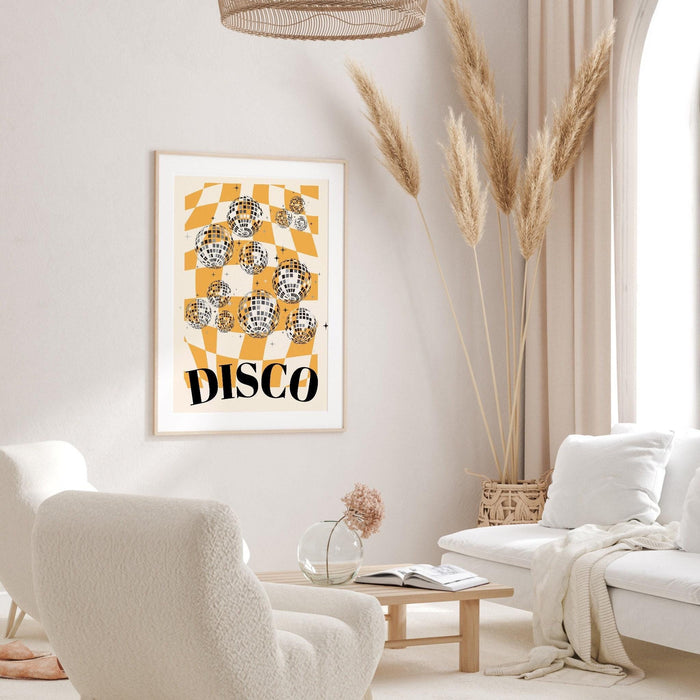 Trendy retro disco ball poster | retro print | preppy poster | disco poster | trendy retro | disco ball decor  | preppy prints | minimalist
