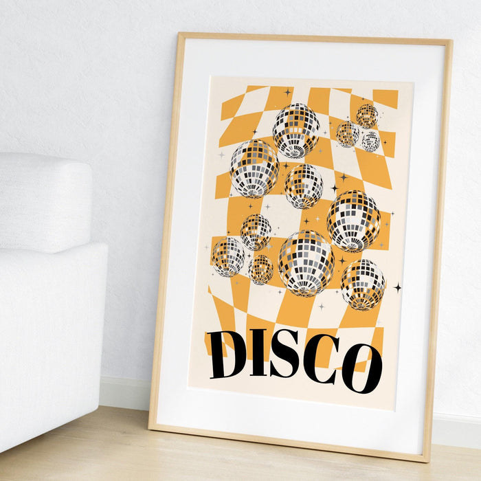 Trendy retro disco ball poster | retro print | preppy poster | disco poster | trendy retro | disco ball decor  | preppy prints | minimalist