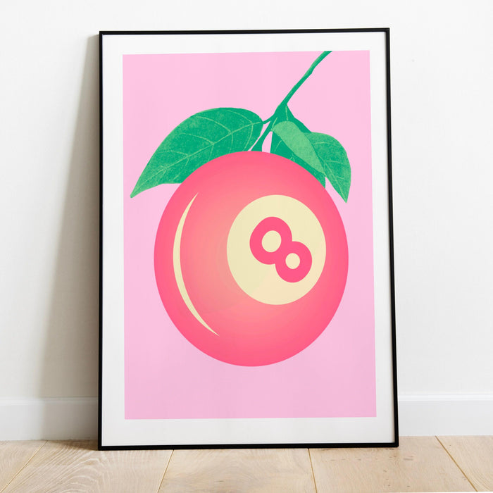 Trendy retro 8 ball fruit poster print illustration vintage wall art modern kitchen decor illustration large printable art digital download