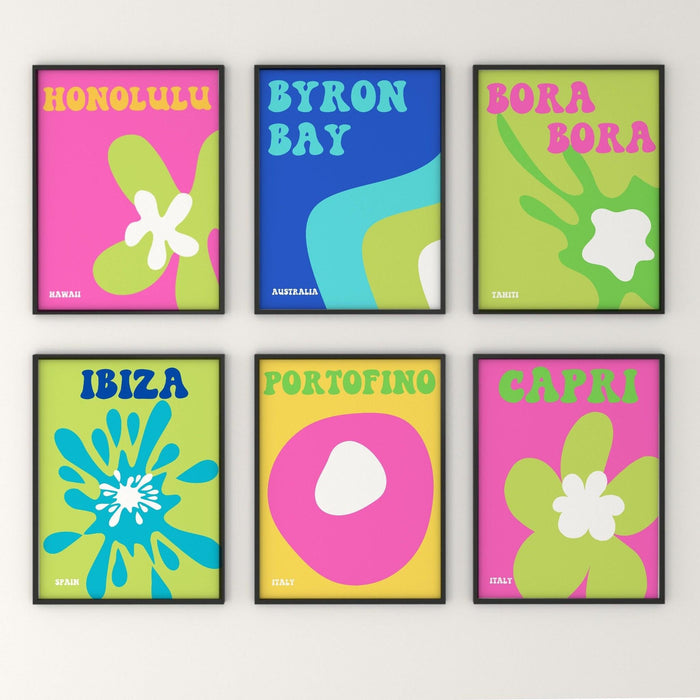 Set of 6, retro trendy aesthetic wall art, wall print, digital download print, wall decor, large printable art, preppy wall art, pink decor