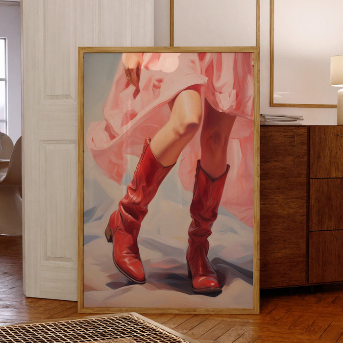 Retro western print, cowgirl decor, dorm room painting, pink wall art, trendy printable wall art