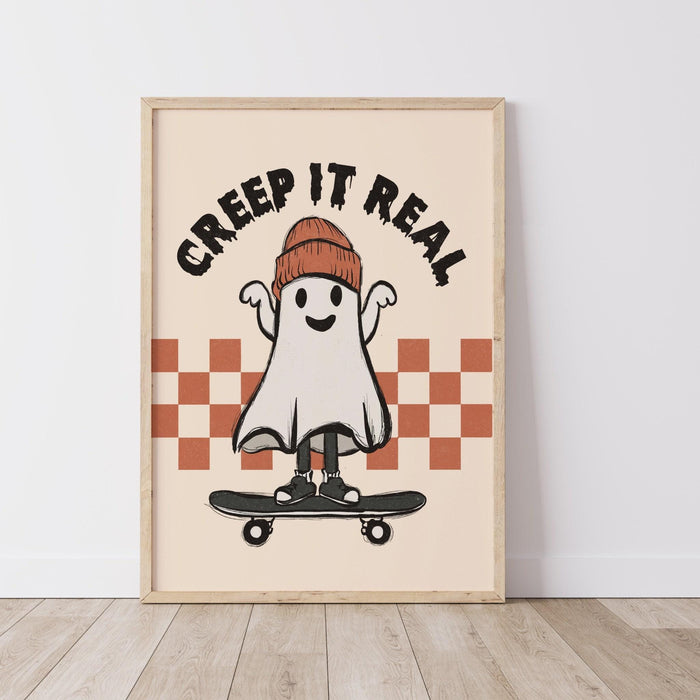 Retro halloween, creep it real, vintage ghost halloween printable, retro fall, fall printable, set of 10, print at home, autumn art prints,