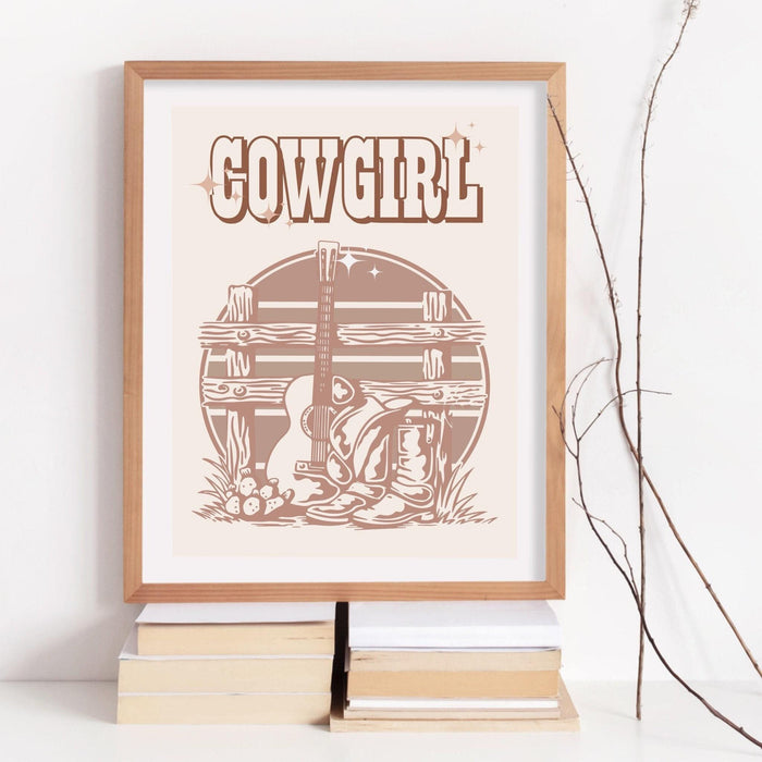 Retro cowgirl, cowgirl print, western print, cowgirl wall art, western wall art, vintage western print, trendy wall art, instant download