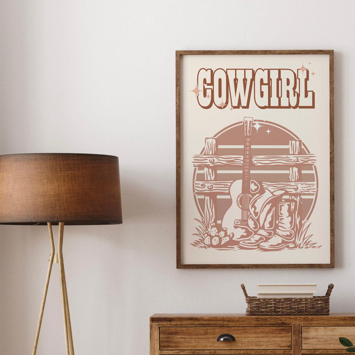 Retro cowgirl, cowgirl print, western print, cowgirl wall art, western wall art, vintage western print, trendy wall art, instant download