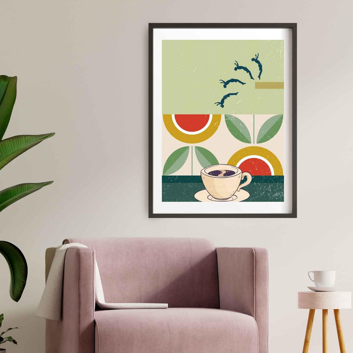 Retro art, coffee print, coffee poster, coffee wall art, coffee gifts, coffee lovers gift, syfi,retro decor