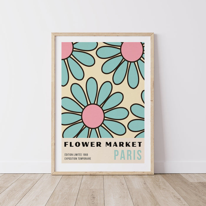 Printable set of 3 prints, flower market prints, 70's wall art, trendy, retro print, set of three wall art, gallery wall bundle,