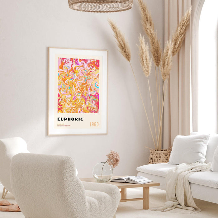 Psychadelic digital download, 70s style poster, 60s flower print, orange pink decor, dork room wall art, trendy wall art, retro wall decor