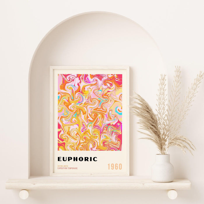 Psychadelic digital download, 70s style poster, 60s flower print, orange pink decor, dork room wall art, trendy wall art, retro wall decor