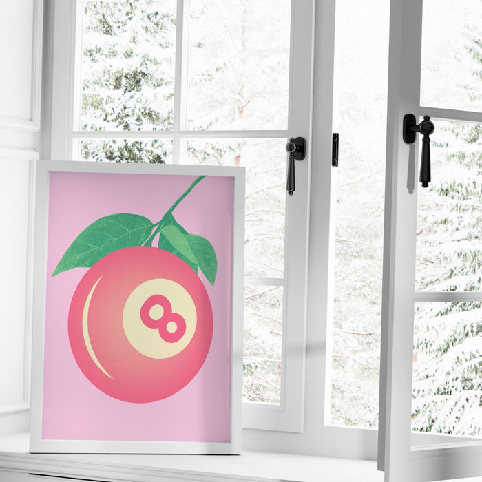 Pink preppy wall art 8 ball, digital print, preppy art, preppy poster print, preppy room decor, college room decor, minamalist wall decor