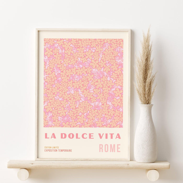 Pink orange flower market digital download, 70s style poster, 60s flower print, orange pink decor, flower wall art, printable set of 3