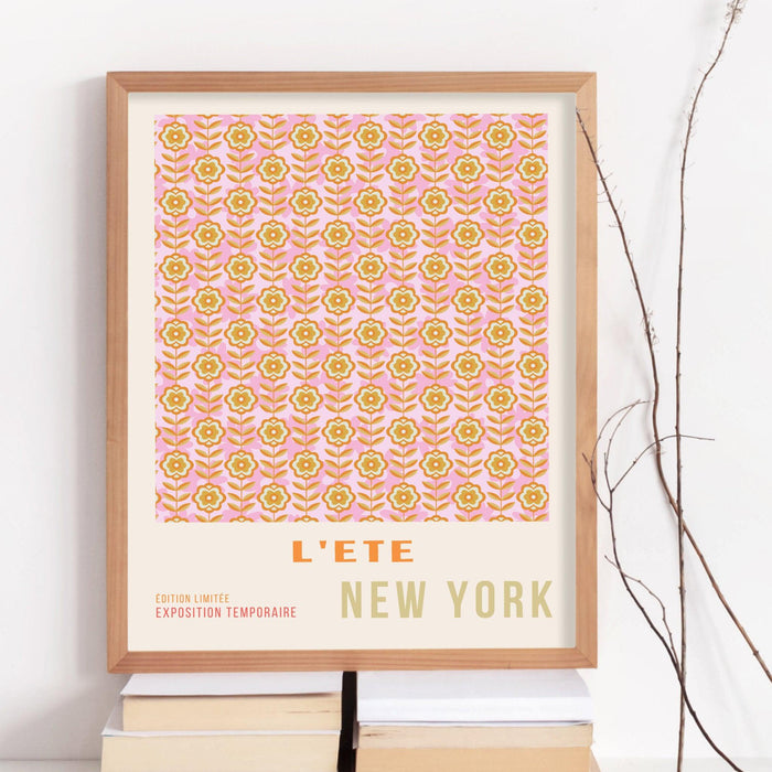 Pink orange flower market digital download, 70s style poster, 60s flower print, orange pink decor, dork room wall art, printable set of 3