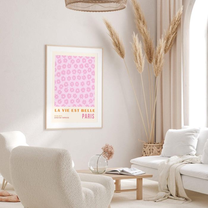 Pink orange flower market digital download, 70s style poster, 60s flower print, orange pink decor, dork room wall art, printable set of 3