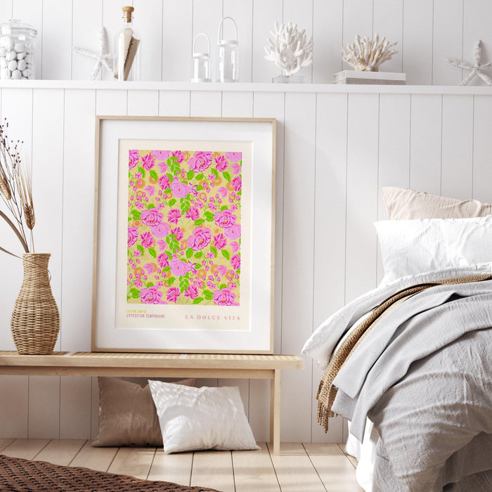 Pink green flower market digital download print, 70s style poster, 60s flower print, pink orange decor, dork room wall art, printable art