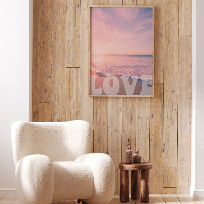 Pink and orange wall art  digital download, 70s 60s style poster print, orange pink decor, dorm wall decor, printable ocean blush, love art