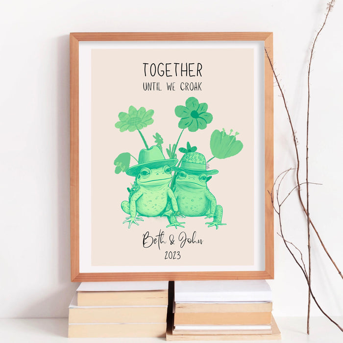 Personalized print, custom couple names friend print personalised couples art, wedding anniversary gift, engagement trendy retro digital