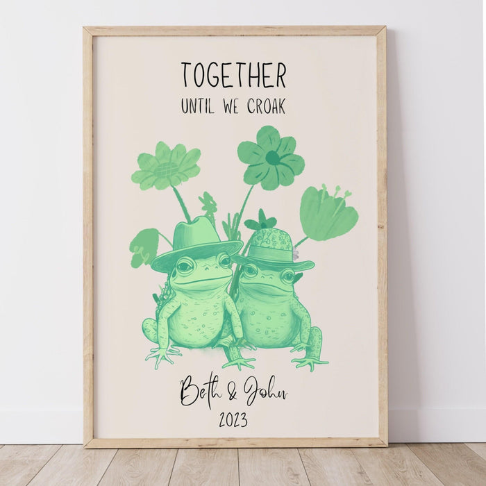 Personalized print, custom couple names friend print personalised couples art, wedding anniversary gift, engagement trendy retro digital