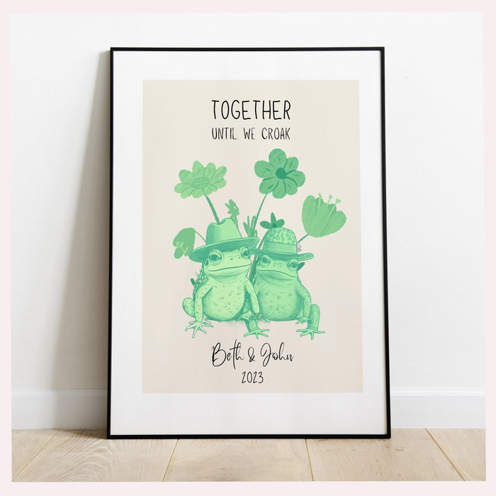 Personalized print, custom couple names friend print personalised couples art, wedding anniversary gift, engagement trendy retro digital