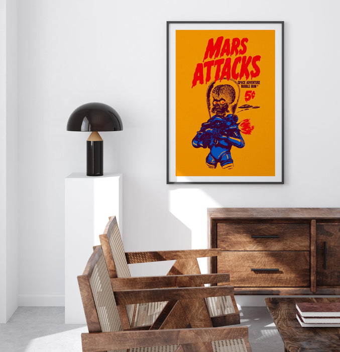 Mars attacks! movie poster, classic 90's vintage wall film art print photo, tim burton decor, alien poster,printable wall art digital print