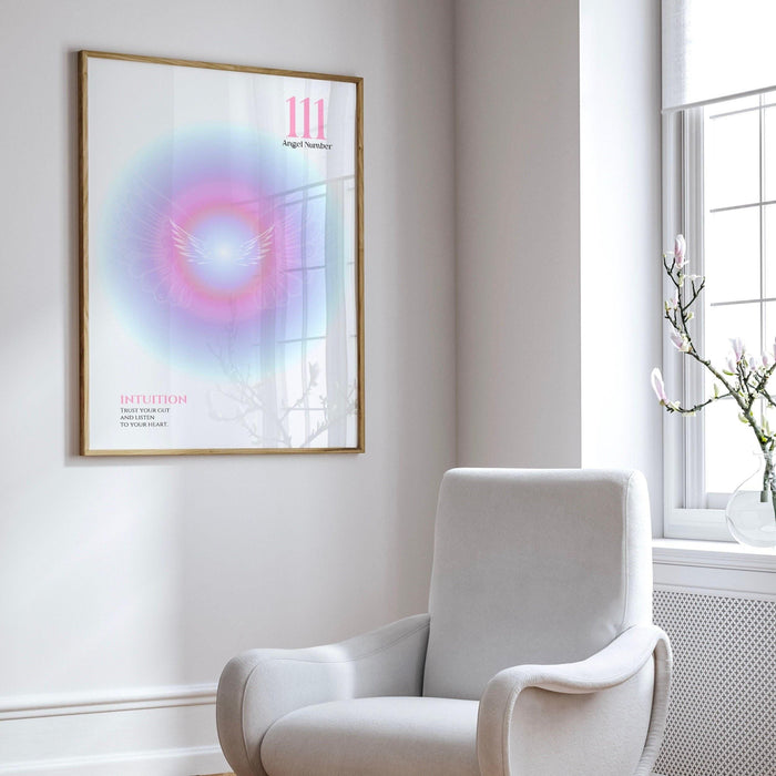 Manifestation poster aura print spiritual wall art gradient print angel numbers affirmation wall art digital download