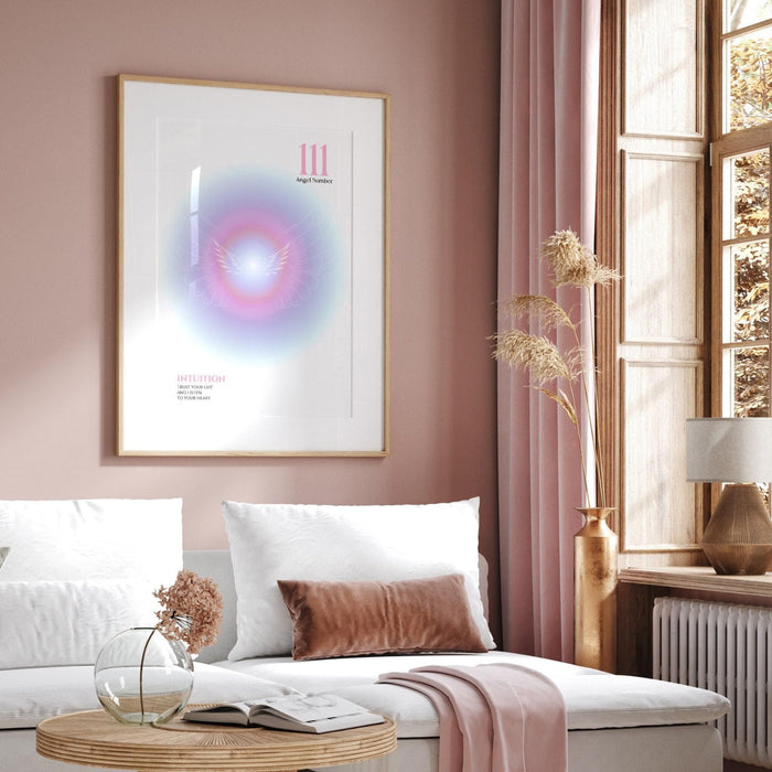 Manifestation poster aura print spiritual wall art gradient print angel numbers affirmation wall art digital download