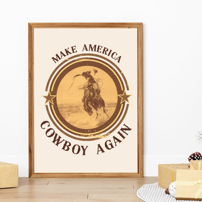 Make america cowboy again digital download print cowboy western wall decor boy dorm room decor cowgirl digital download aesthetic printable