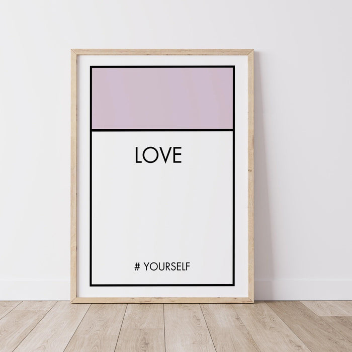 Love yourself trendy retro wall art set of 3 card art aesthetic print love self help poster pink prints wall art minimalist digital art