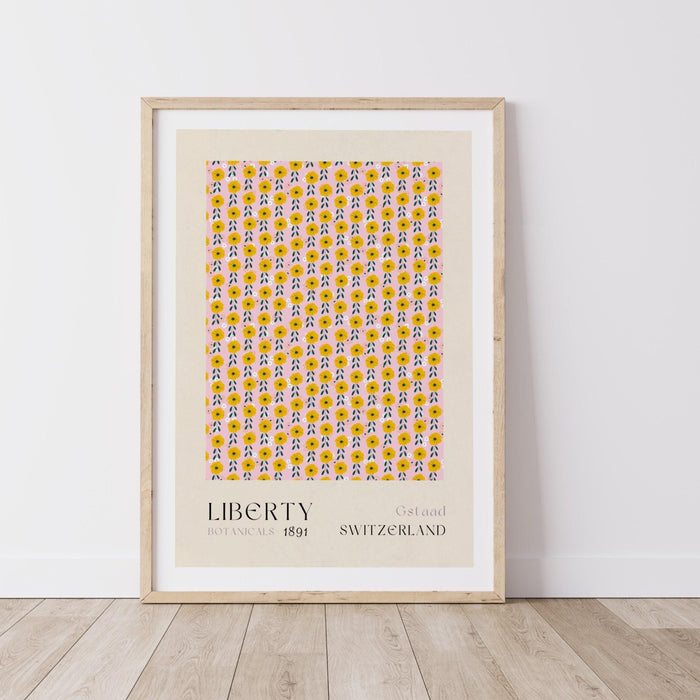 Liberty of london, flower market digital download, 70s style poster, 60s flower print, orange pink decor, liberty print, printable set of 6