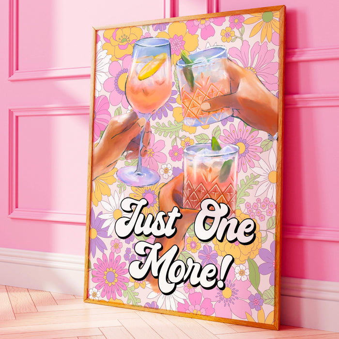 Just one more, digital download, martini art-retro print-cheers art print-trendy art-70s art print-girly-cocktail art -preppy bar cart art