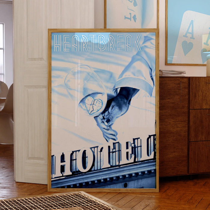 Heartbreak hotel trendy retro wall art set of 3, retro trendy aesthetic print,lucky you poster, blue print,trendy wall art,funny digital art