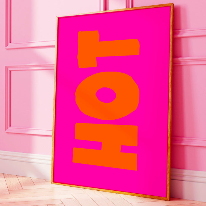 Hot pink orange poster, maxximalist large pink wall art, digital artwork,printable, girly dorm room art trendy retro digital download