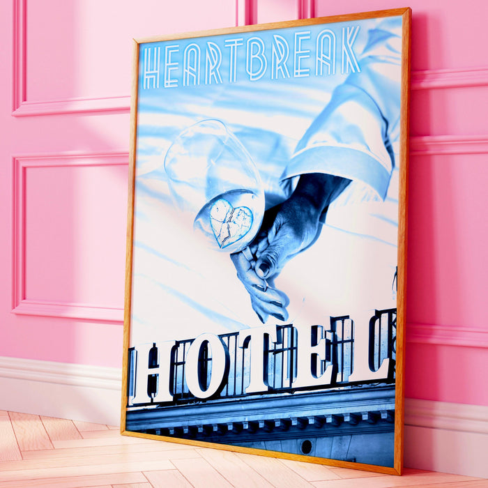 Heartbreak hotel trendy retro wall art set of 3, retro trendy aesthetic print,lucky you poster, blue print,trendy wall art,funny digital art