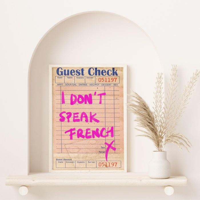Guest check, trendy retro wall art, retro trendy aesthetic wall art pink print, trendy wall art, vibrant, funny art, dorm room digital art