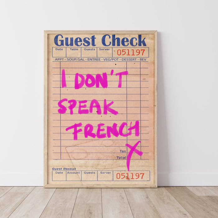 Guest check, trendy retro wall art, retro trendy aesthetic wall art pink print, trendy wall art, vibrant, funny art, dorm room digital art