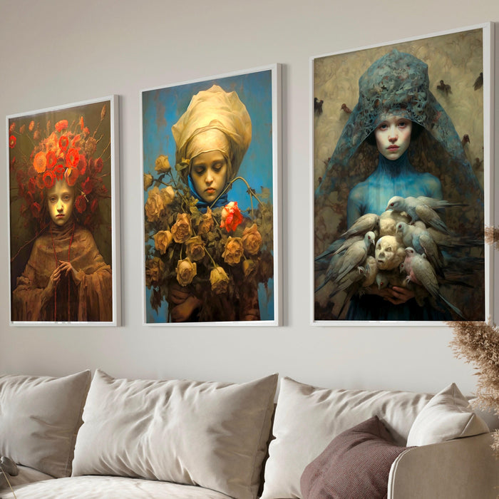 Halloween gallery wall set of 9 prints | halloween vintage aesthetic wall art | unique dark academia print | wall decor | digital download