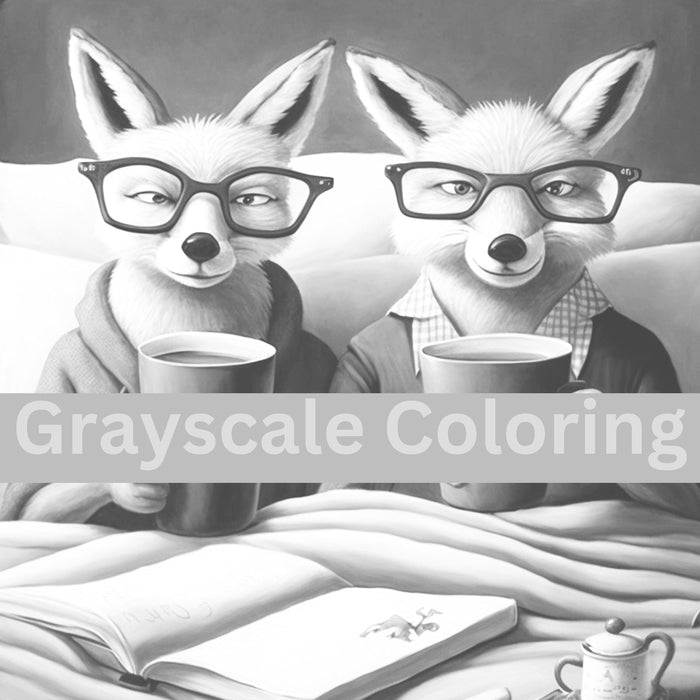 Fox, adult coloring page printable coloring page for adult kids coloring book digital download grayscale instant download, printable fox art