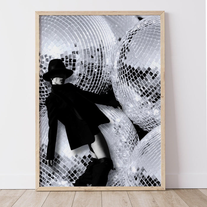 Fashion girl print | disco print | girls drinking print | fashion wall art | stylish wall art | black and white art | funky prints