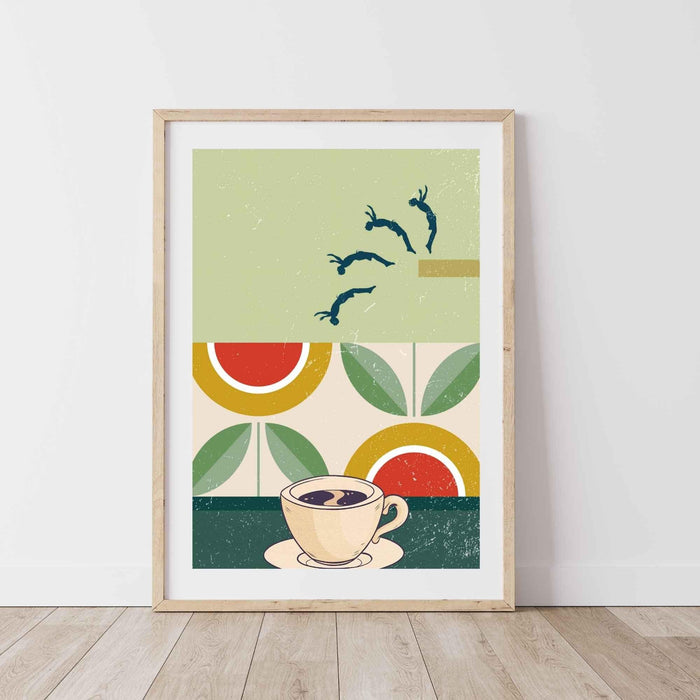 Coffee print, drink poster, modern kitchen decor, retro poster, pop art, kitchen art, exhibition poster, illustration, coffee lover