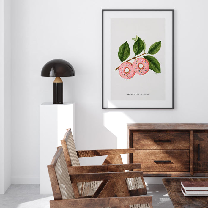 Botanical vintage donuts poster green and pink modern kitchen art printable wall art instant download
