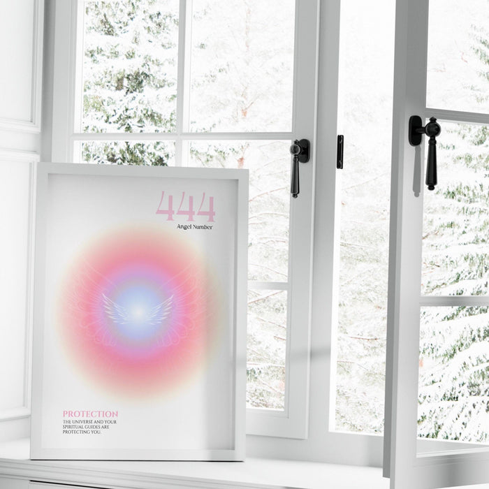 Angel number 444 | aura poster | spiritual wall art | gradient print | angel numbers | affirmation wall art | aura print | printable decor
